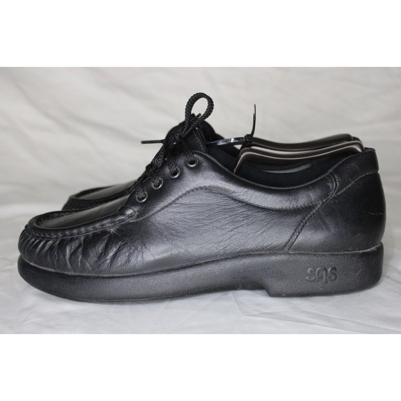 SAS Tripad Comfort Black Leather Moc Toe Oxford Lace Up Shoes Women's Size 9.5M - Picture 2 of 7